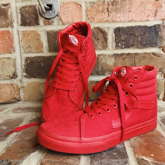 mono red vans sk8 hi